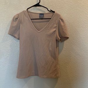 Tan puffed sleeve top